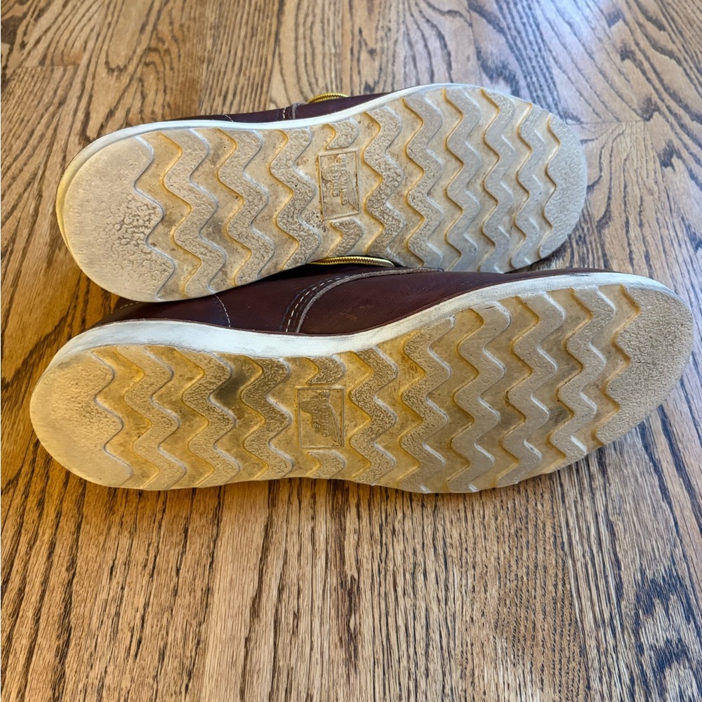 Red Wing Shoes Dark Brown Leather Boots with Yellow Laces - Picture 4 of 9